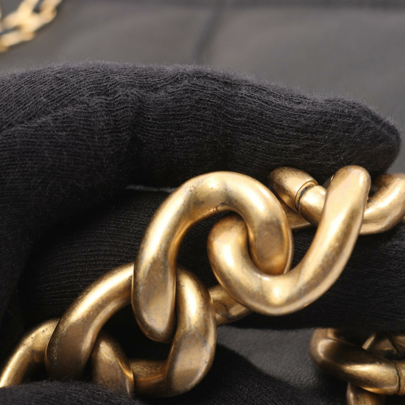 香奈兒 19 dix-neuf 超大鏈條單肩包 羊皮 黑色 二手 女士-7