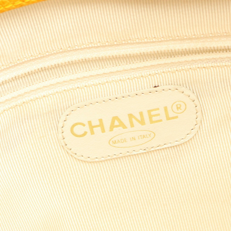 香奈兒三重 COCO 標誌手提單肩包，小牛皮材質，橙色，二手，女士，金色五金-3