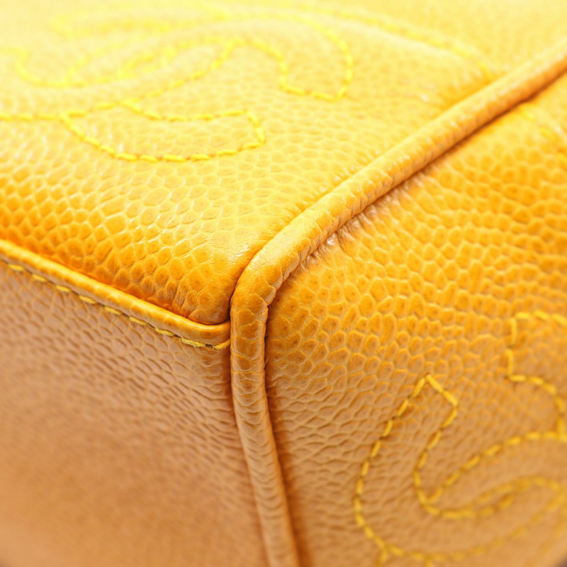 香奈兒三重 COCO 標誌手提單肩包，小牛皮材質，橙色，二手，女士，金色五金-7