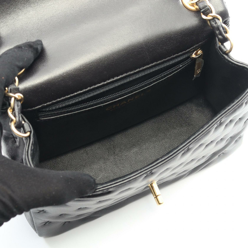 香奈兒十字繡頂部手柄鏈條斜挎單肩包 A98724 羊皮 BK-2