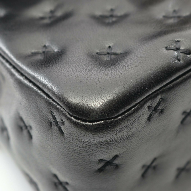 香奈兒十字繡頂部手柄鏈條斜挎單肩包 A98724 羊皮 BK-7