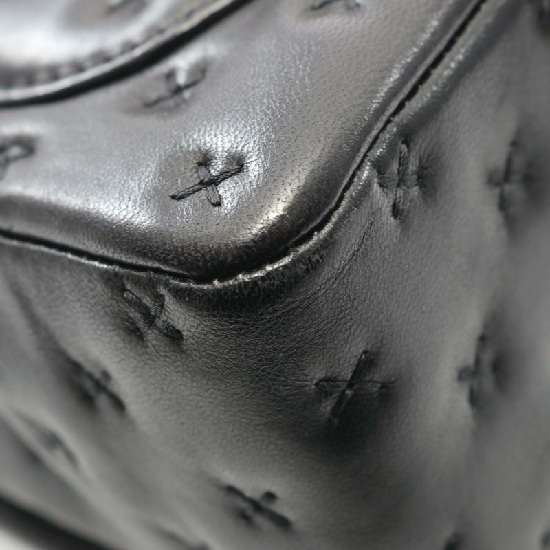 香奈兒十字繡頂部手柄鏈條斜挎單肩包 A98724 羊皮 BK-8