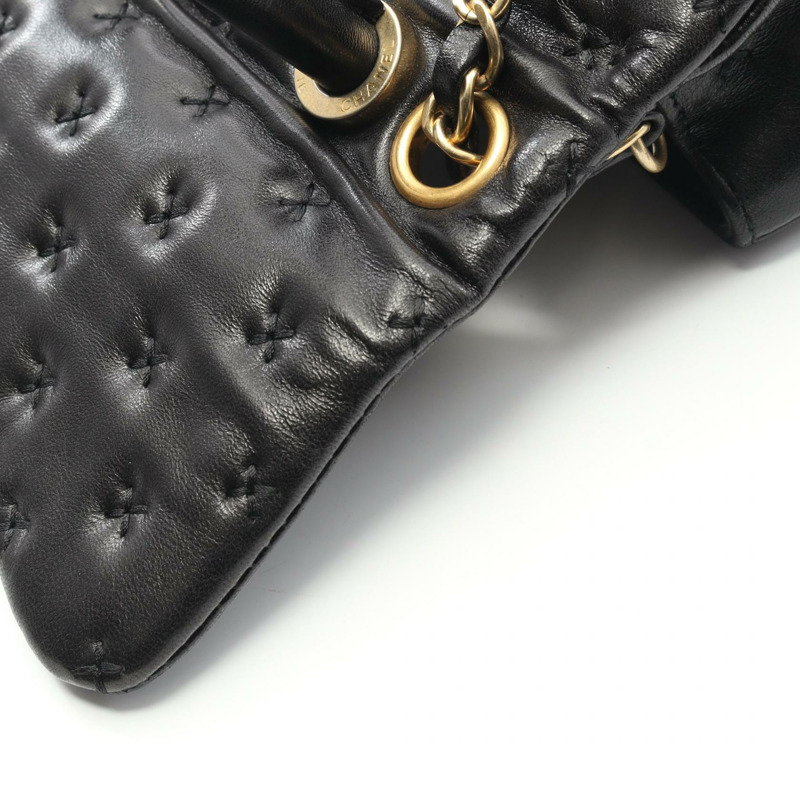 香奈兒十字繡頂部手柄鏈條斜挎單肩包 A98724 羊皮 BK-9