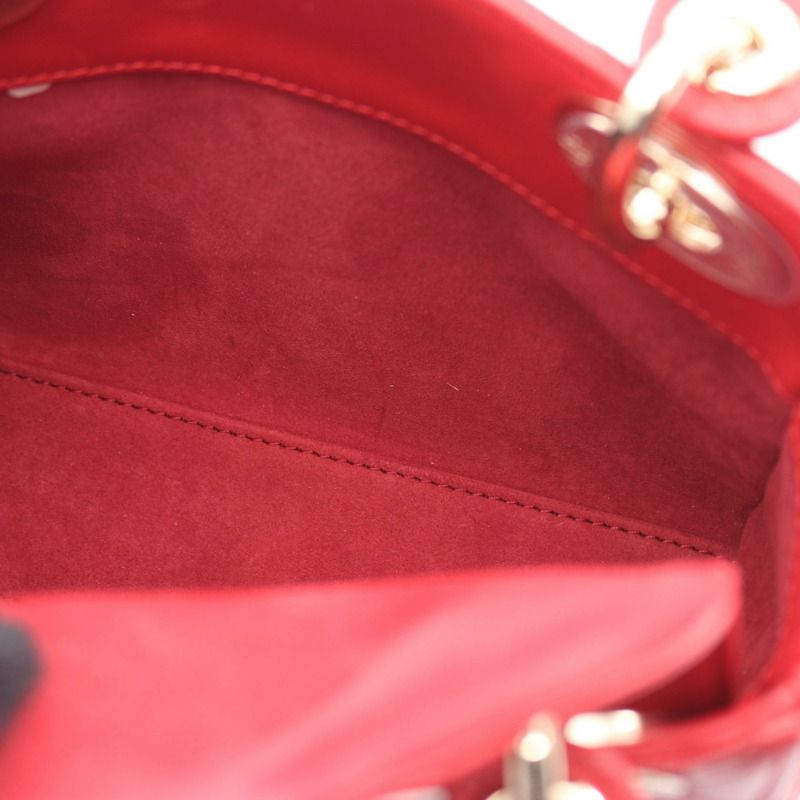 Christian Dior Lady Dior Mini Cannage 斜背手提包，紅色皮革，二手-7