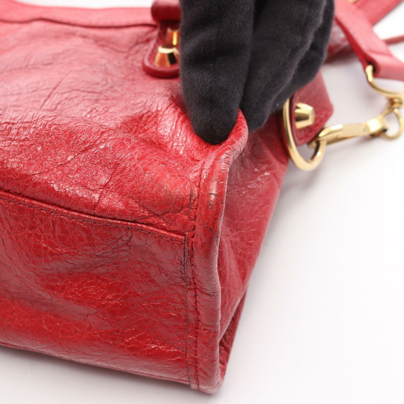 BALENCIAGA 經典迷你城市單肩斜背包 300295 紅色皮革 二手-6