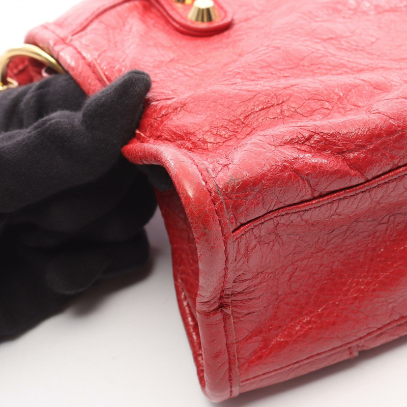 BALENCIAGA 經典迷你城市單肩斜背包 300295 紅色皮革 二手-7