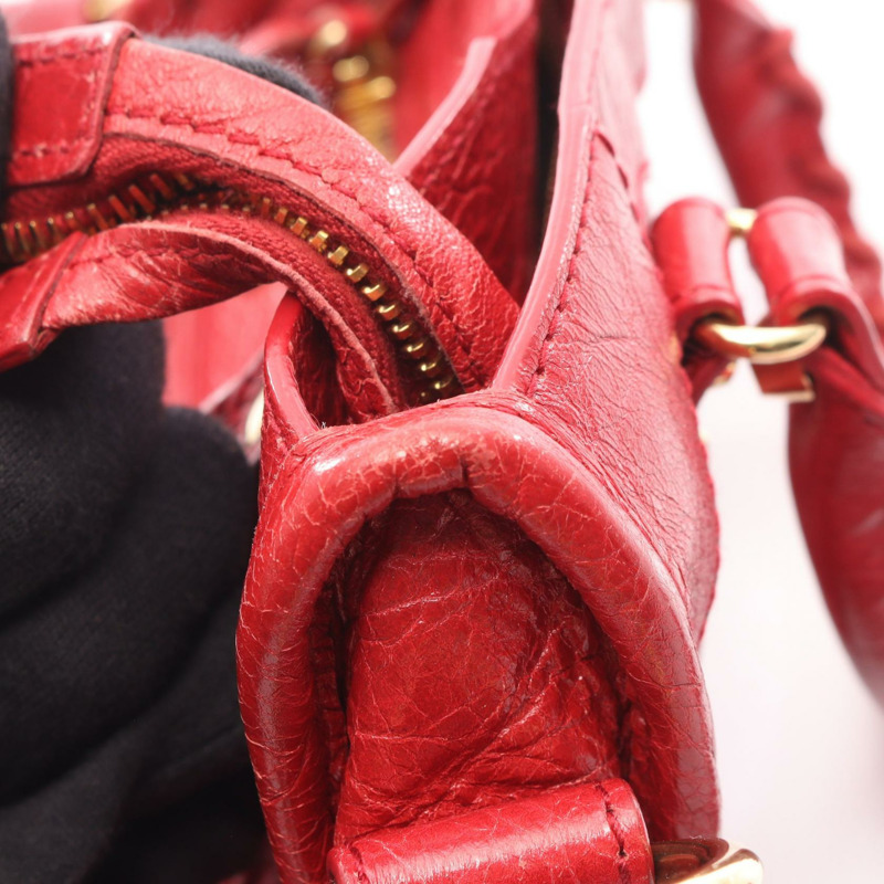 BALENCIAGA 經典迷你城市單肩斜背包 300295 紅色皮革 二手-9