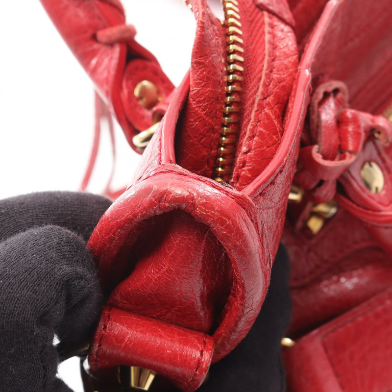 BALENCIAGA 經典迷你城市單肩斜背包 300295 紅色皮革 二手-10