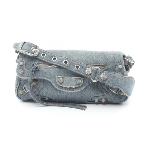 BALENCIAGA Le Cagoule S 單肩包 771640 牛仔帆布 藍色 二手 女士