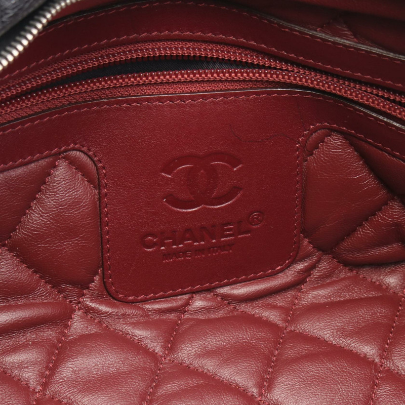 香奈兒 Coco Cocoon 旅行波士頓手提包，黑色皮革，SHW 五金配件，二手女士 CC-3