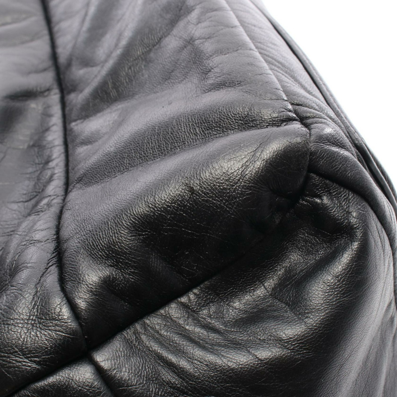 香奈兒 Coco Cocoon 旅行波士頓手提包，黑色皮革，SHW 五金配件，二手女士 CC-8