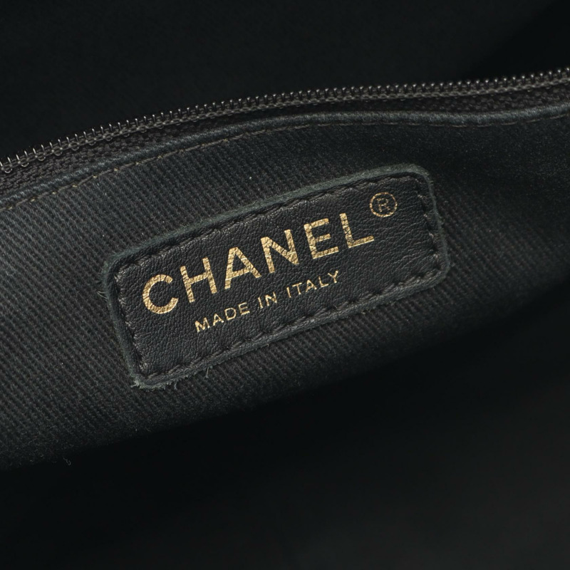 香奈兒 (CHANEL) 絎縫鏈條肩背托特包，粒面小牛皮，黑色，二手，金色五金-3