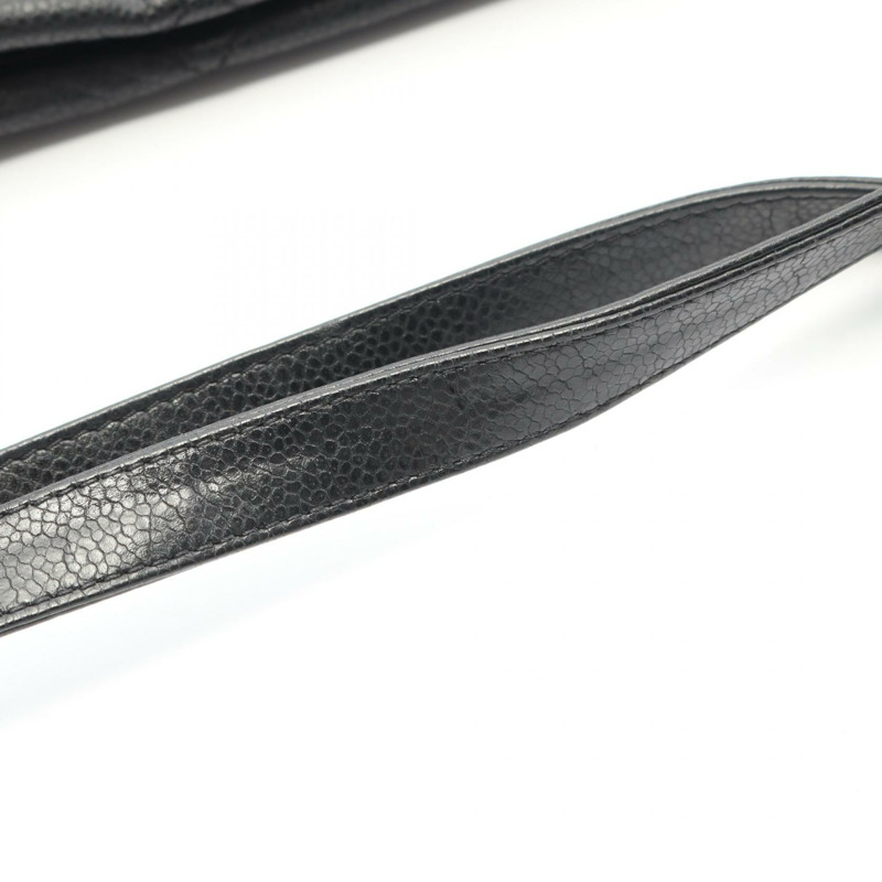 香奈兒 (CHANEL) 絎縫鏈條肩背托特包，粒面小牛皮，黑色，二手，金色五金-7