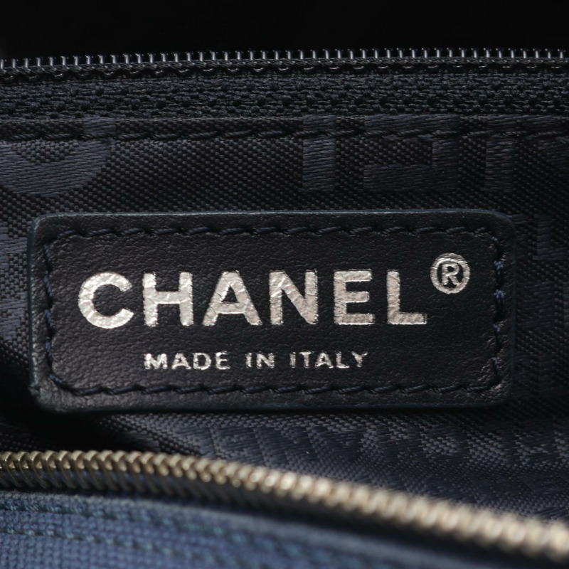 香奈兒 (CHANEL) Matelasse Deca COCO Mark 手提包，帆布皮革，海軍藍，SHW，二手，女士 CC-3