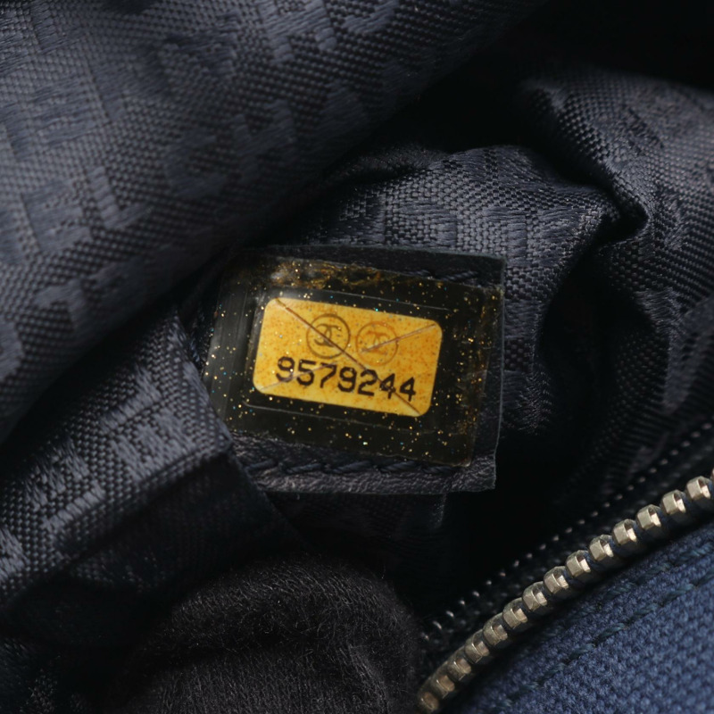 香奈兒 (CHANEL) Matelasse Deca COCO Mark 手提包，帆布皮革，海軍藍，SHW，二手，女士 CC-4