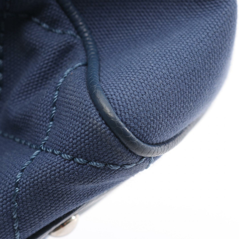 香奈兒 (CHANEL) Matelasse Deca COCO Mark 手提包，帆布皮革，海軍藍，SHW，二手，女士 CC-6