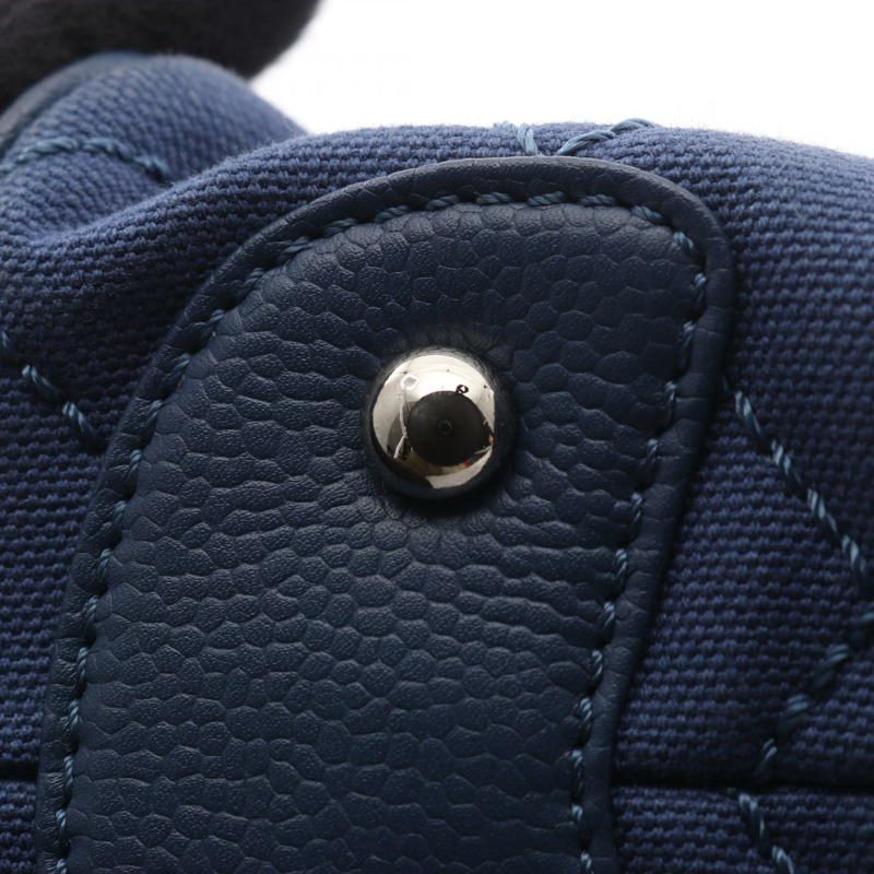 香奈兒 (CHANEL) Matelasse Deca COCO Mark 手提包，帆布皮革，海軍藍，SHW，二手，女士 CC-8