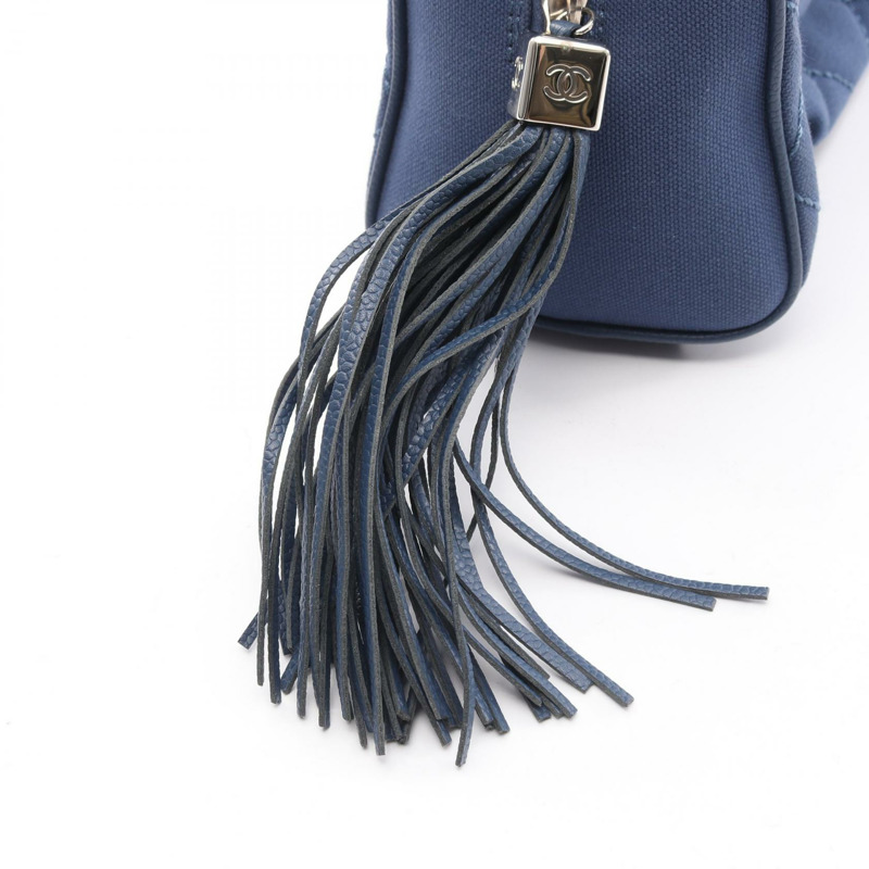 香奈兒 (CHANEL) Matelasse Deca COCO Mark 手提包，帆布皮革，海軍藍，SHW，二手，女士 CC-10