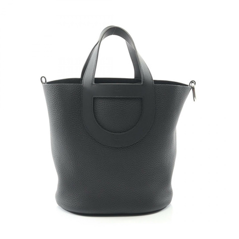 愛馬仕 (HERMES) in the loop 23 手提包，K Taurillon Clemence 皮革，黑色，二手，女士，帶五金配件