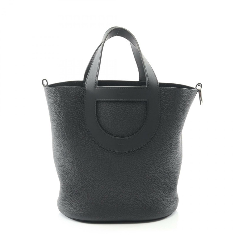 愛馬仕 (HERMES) in the loop 23 手提包，K Taurillon Clemence 皮革，黑色，二手，女士，帶五金配件-0