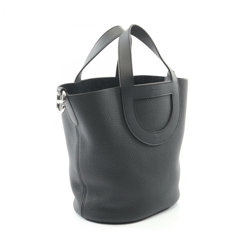 愛馬仕 (HERMES) in the loop 23 手提包，K Taurillon Clemence 皮革，黑色，二手，女士，帶五金配件-1