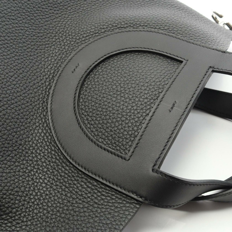 愛馬仕 (HERMES) in the loop 23 手提包，K Taurillon Clemence 皮革，黑色，二手，女士，帶五金配件-6