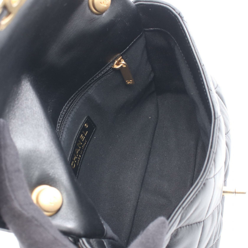 香奈兒 (CHANEL) 絎縫小號翻蓋斜背包 AS3206 黑色皮革 二手 金色五金-2