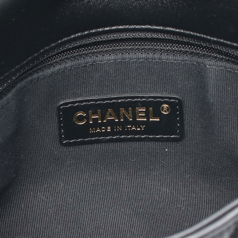 香奈兒 (CHANEL) 絎縫小號翻蓋斜背包 AS3206 黑色皮革 二手 金色五金-3