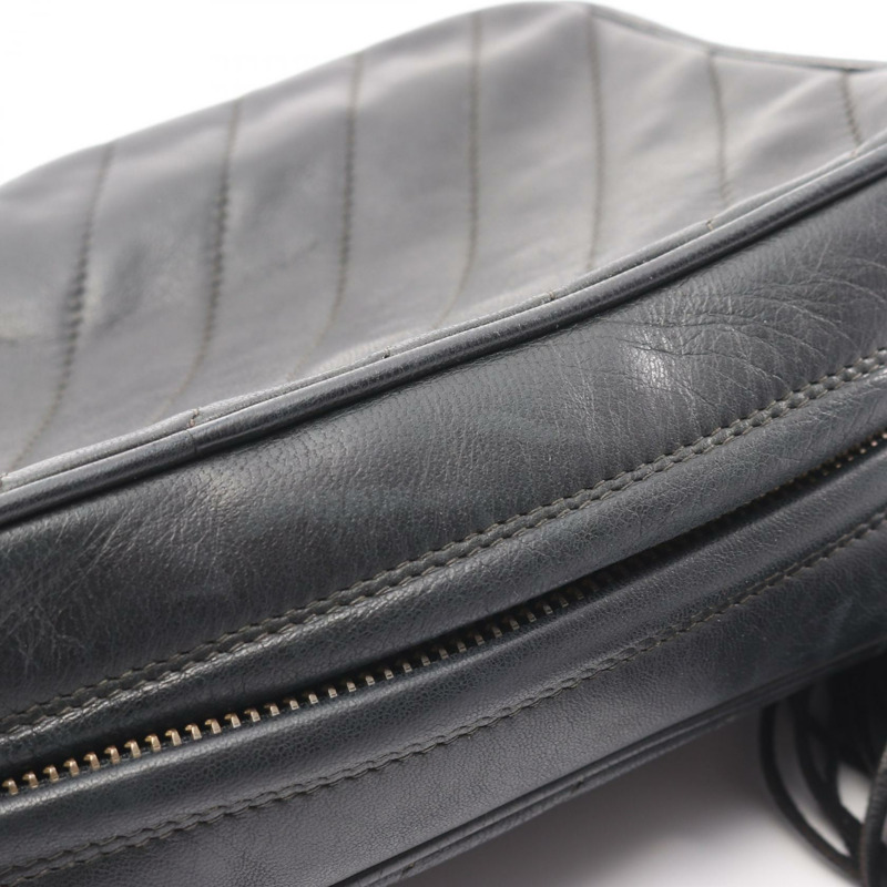 香奈兒 COCO 標誌斜紋縫線鏈條斜挎單肩包流蘇羊皮黑色金色五金-7