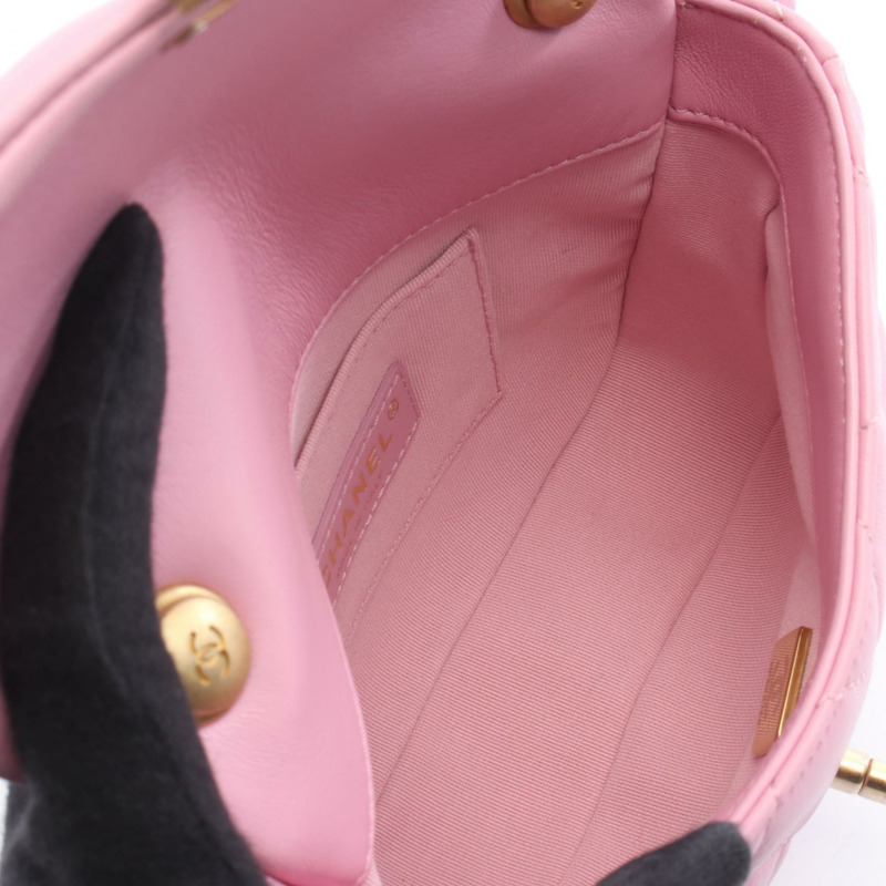 香奈兒迷你絎縫斜背包 AS3205 粉紅色皮革 二手 金色五金-2