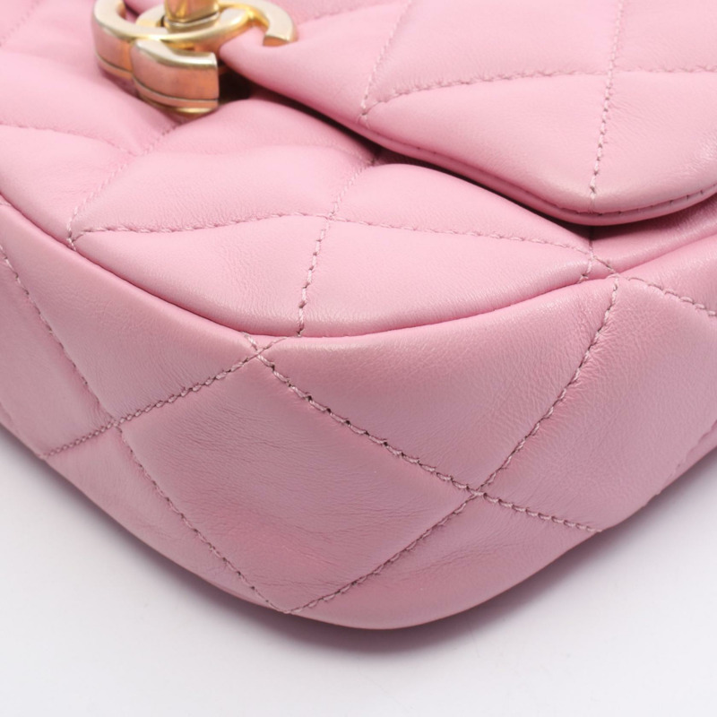 香奈兒迷你絎縫斜背包 AS3205 粉紅色皮革 二手 金色五金-5