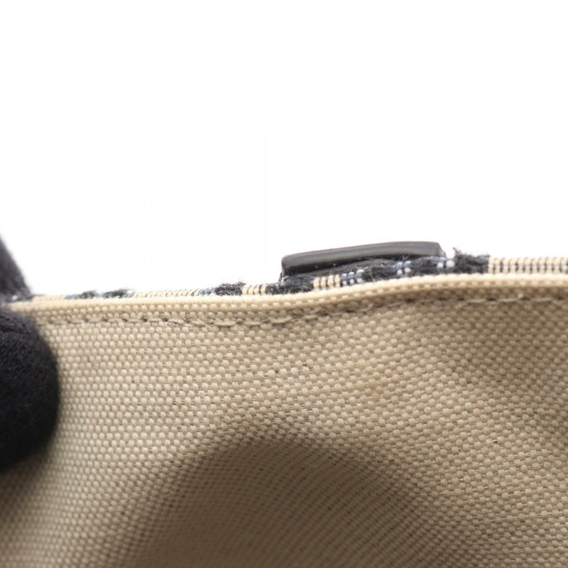 Christian Dior 馬鞍形斜紋提花手提包，皮革材質，米色、海軍藍、黑色，二手-4