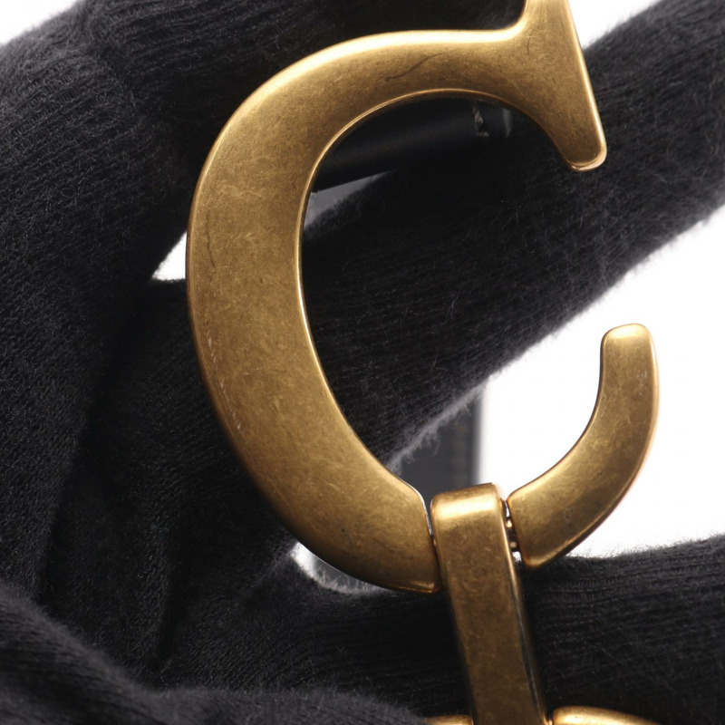 Christian Dior 馬鞍形斜紋提花手提包，皮革材質，米色、海軍藍、黑色，二手-6