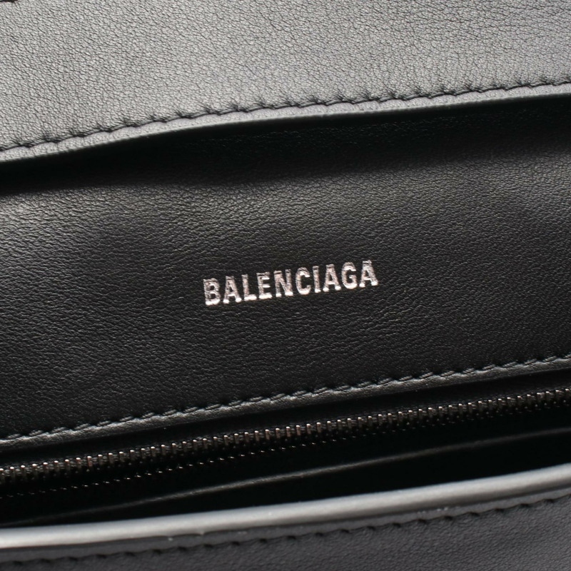 巴黎世家 Downtown 小號單肩包 671353 黑色皮革 二手 女士-3