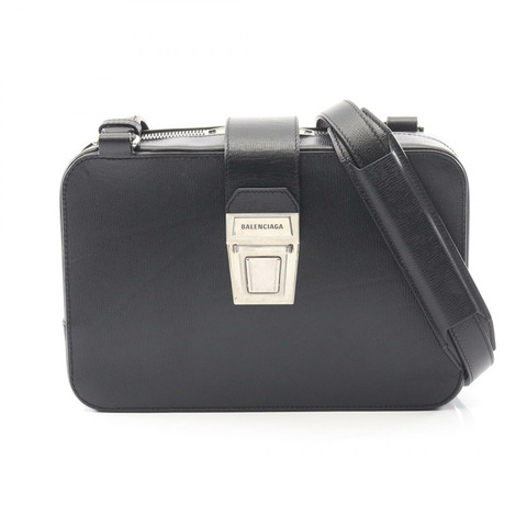 BALENCIAGA Tuck 肩挎斜背包 637881 黑色皮革 二手 女士