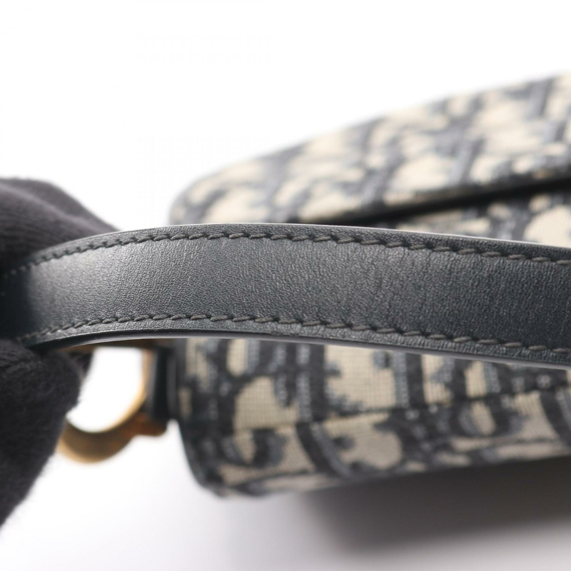 Christian Dior 迷你馬鞍斜背包，提花皮革，米色、海軍藍、黑色-7