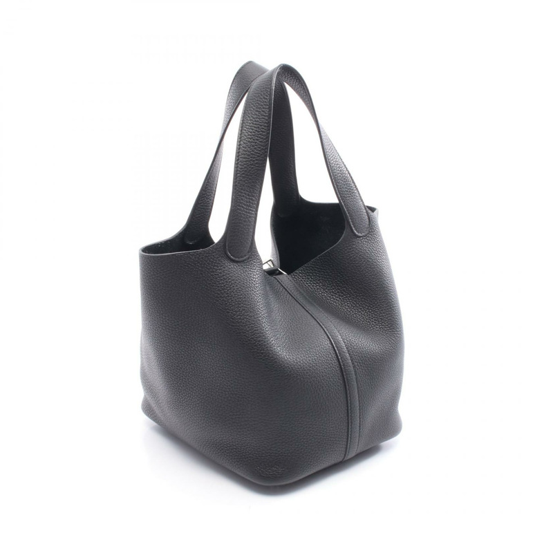 愛馬仕 Picotin Lock MM 手提包 Y Clemence 皮革黑色 SHW 二手女士-1