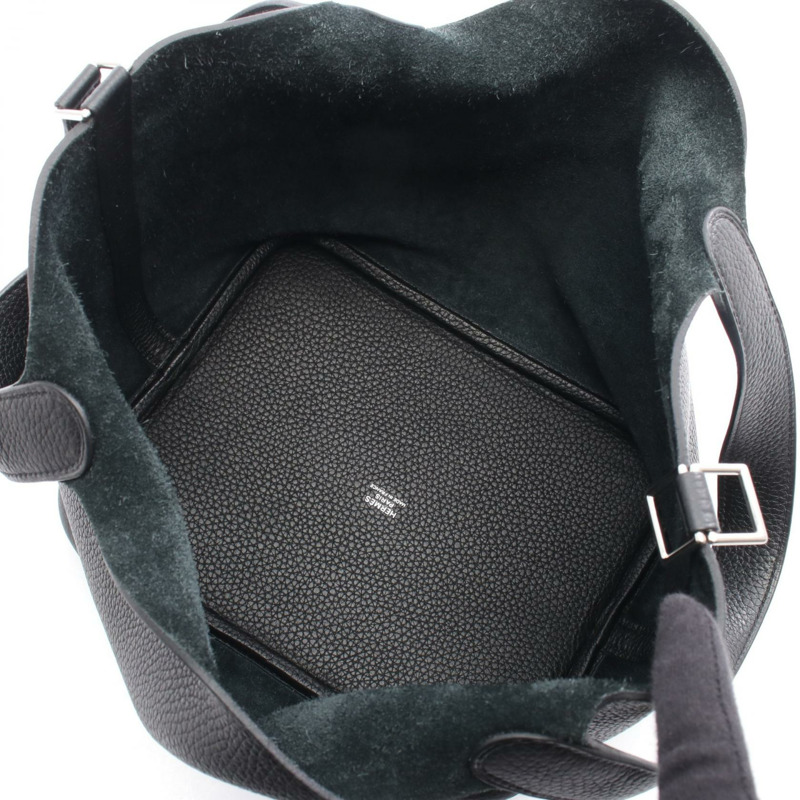 愛馬仕 Picotin Lock MM 手提包 Y Clemence 皮革黑色 SHW 二手女士-2