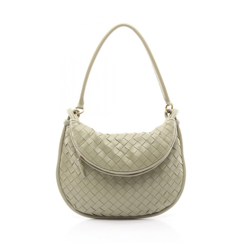 BOTTEGA VENETA Gemelli Intrecciato 單肩包 皮革 卡其色 二手 女式-0