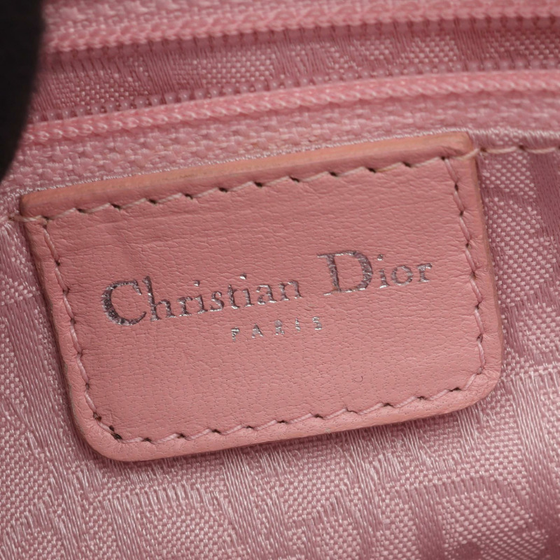 Christian Dior LADY DIOR Cannage 肩背包，粉紅色皮革，銀色五金，二手女款-3