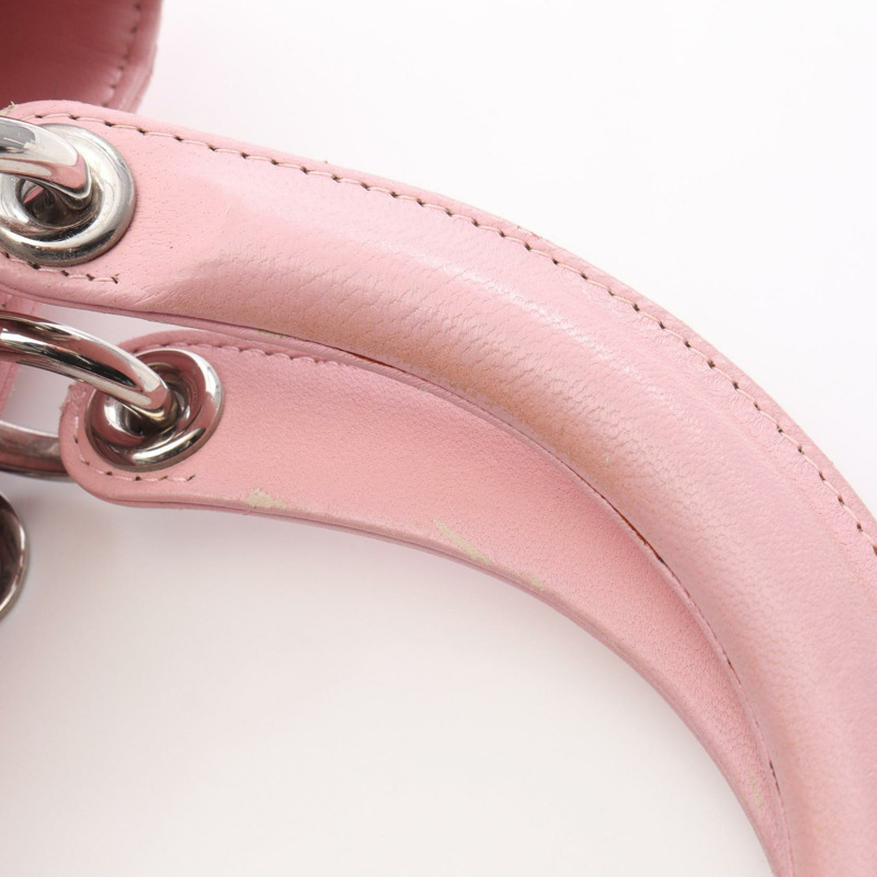 Christian Dior LADY DIOR Cannage 肩背包，粉紅色皮革，銀色五金，二手女款-5