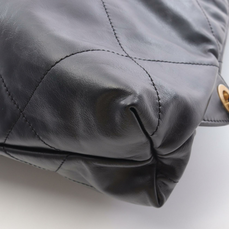 香奈兒 Chanel 22 大雙肩包 AS3313 絎縫皮革 黑色 二手-6