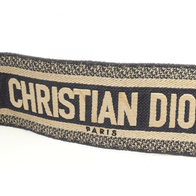 Christian Dior 馬鞍斜肩手提包，提花皮革，米色/海軍藍，二手-6