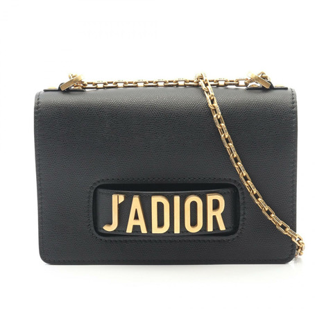 Christian Dior J'ADIOR 鏈條肩背包，黑色皮革，二手女款