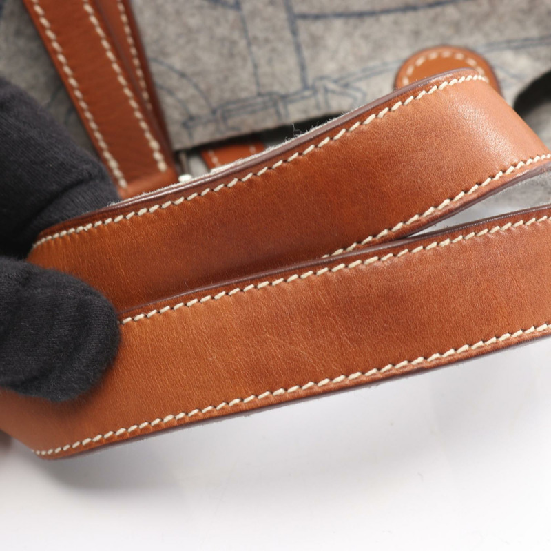 愛馬仕 Picotin PM 手袋 L 號 Felt Swift 皮革，灰色/棕色/淡褐色，銀色五金，二手-6