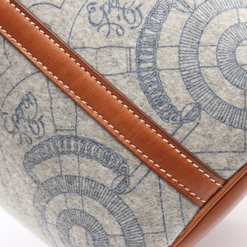 愛馬仕 Picotin PM 手袋 L 號 Felt Swift 皮革，灰色/棕色/淡褐色，銀色五金，二手-8