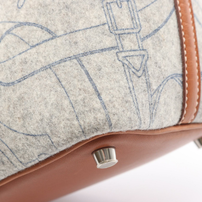 愛馬仕 Picotin PM 手袋 L 號 Felt Swift 皮革，灰色/棕色/淡褐色，銀色五金，二手-9