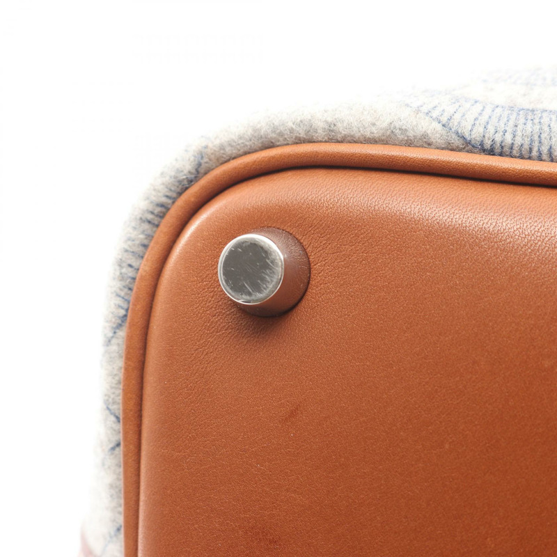 愛馬仕 Picotin PM 手袋 L 號 Felt Swift 皮革，灰色/棕色/淡褐色，銀色五金，二手-11