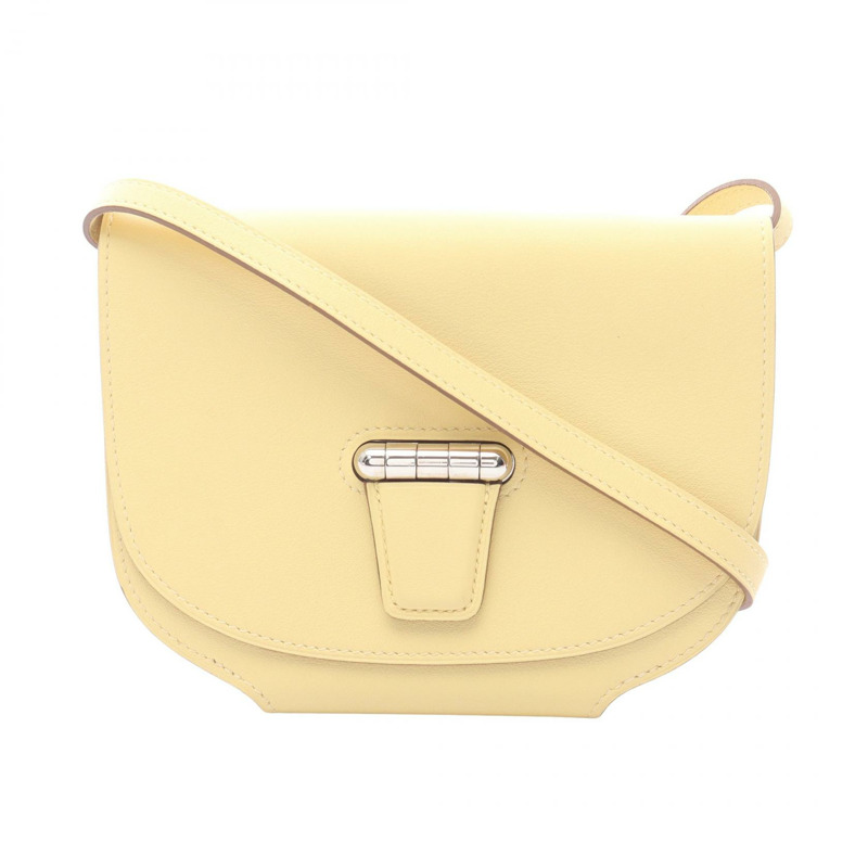 愛馬仕迷你 Convoyeur 肩挎斜背包，Swift 皮革，檸檬黃，銀色五金，二手-0