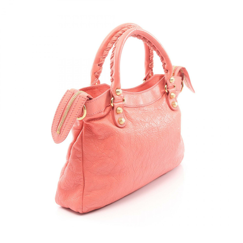 BALENCIAGA Giant Town 單肩手提包 285434 皮革 粉紅色 二手 女士-1